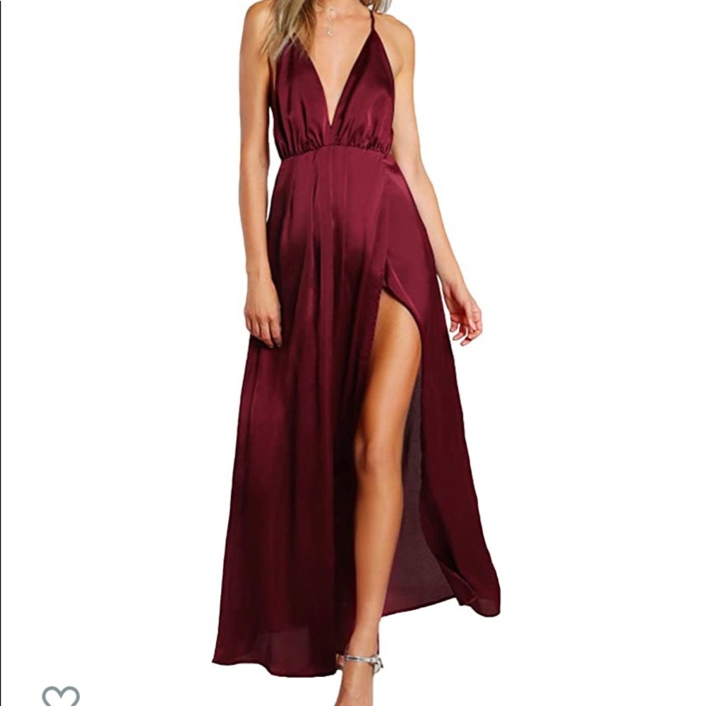 Shein Sexy Satin Backless Maxi Dress